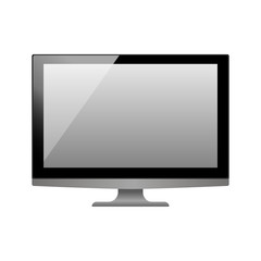 3d monitor template. realistic Personal computer monitor mockup with white screen isolated on the white background. Eps 10 vector illustration