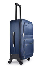 Blue suitcase isolated on a white background. 