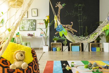 Jungle kids room with hammock