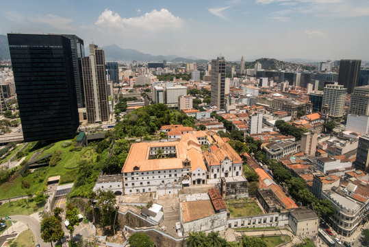 Aerial view of business buildings in Rio de Janeiro city downtown