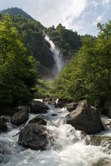 Waterfall and mountain creek near Patschins, South Tyrol