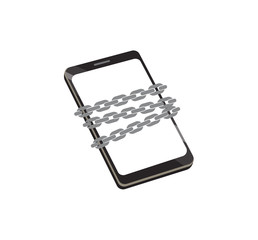 Vector image of a mobile phone with a chain