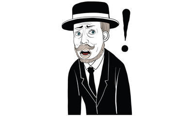 mustache man in black suit action