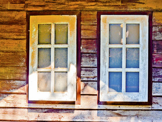 Vintage window - detail of old wooden