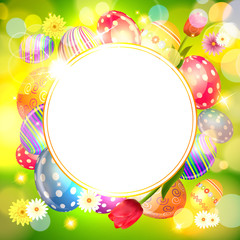 Easter Background with Colorful Eggs. 