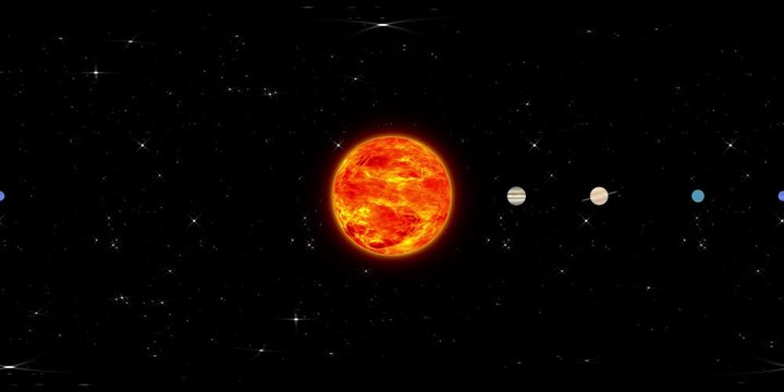 Solar System Planets Virtual Reality 360 Degrees  4K Animation