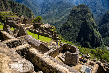 View of the Lost Incan City of Machu Picchu with the Temple of the Sun. Machu Picchu is a Peruvian Historical Sanctuary. 