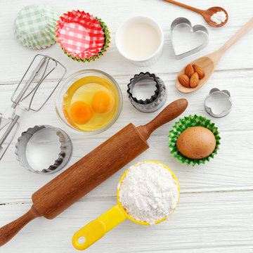 Baking ingredients and utensils