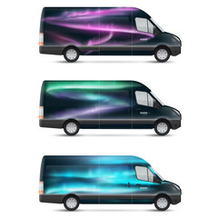 Mockup white bus. Set of design templates for transport. Branding for advertising, business and corporate identity.