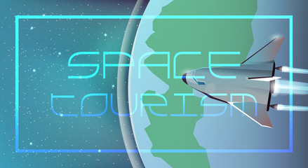 Vector web illustration Space tourism. Spaceship. © Dima