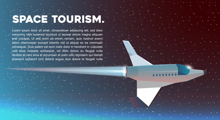 Vector web illustration Space tourism. Spaceship.