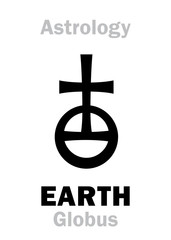 Obraz premium Astrology Alphabet: Sign of EARTH (Globe/Orb). Hieroglyphics character sign (single symbol).