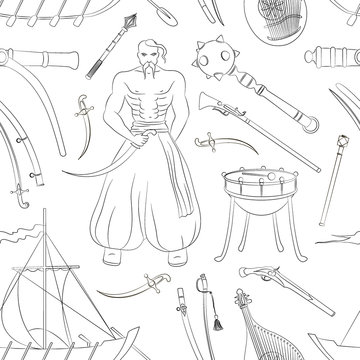 Vector set of Cossacks objects pattern