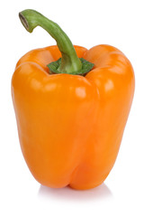 Paprika orange frisch Gemüse seitlich Freisteller freigestellt