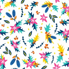 Beautiful floral seamless pattern of lovely flowers. Bright illustration, can be used for creating card, invitation card for wedding,wallpaper and textile.