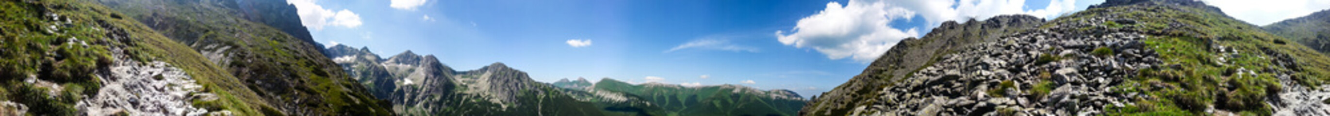 Rocky mountain landscape with blue sky in Vysoke Tatry