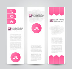 Banner template. Abstract background for design business education advertisement. Pink color. Vector  illustration.