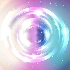 Abstract light background, Shining circle tunnel. Elegant modern geometric wallpaper. Vector illustration. Blue, white, pink colors.