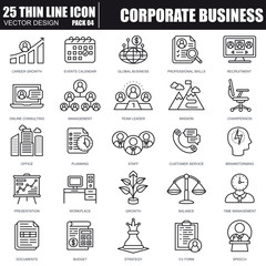 Thin line corporate business icons