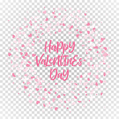 Pink Valentines hearts pattern wreath on transparent background.
