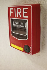 The fire alarm system. The fire alarm switch.