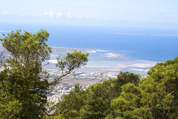 Aerial view from the road that leads to the town of Erice, Sicily, Italy
