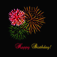 Abstract background with firework. Happy Birthday card.