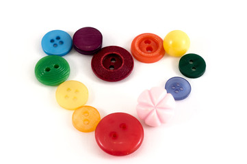 Valentine Heart of color buttons. Various sewing buttons set on