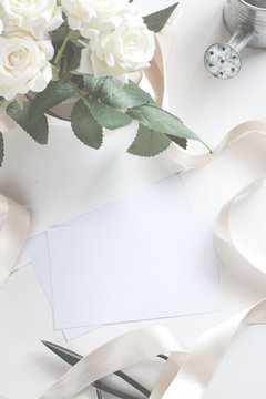 Blank Card With Flower Bouquet.