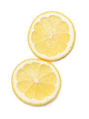 top view slice lemons isolated on white
