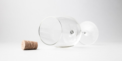 Glass of wine with cork