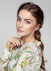 Beauty portrait of female face with natural clean skin © kiuikson