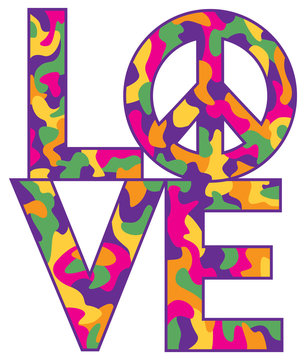 Camo Love=Peace in Retro Colors