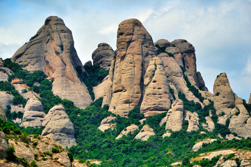 Bizarre rocks (cliffs) round the mountain of Montserrat.