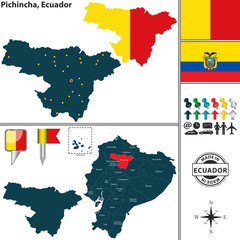 Fototapeta premium Map of Pichincha, Ecuador