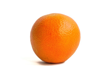 Closeup of an orange on a white background