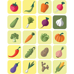 Vector vegetables collection icon set