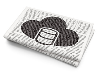 Cloud computing concept: Database With Cloud on Newspaper background