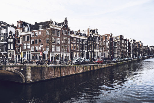 Street over canal in Amsterdam