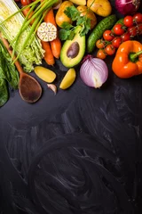 Foto op Canvas Voedselframe met groenten © somegirl