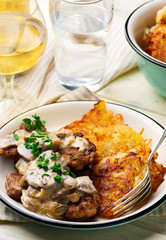 Swiss-Style Veal Cutlets with mushroom