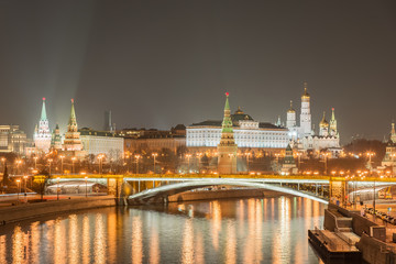 Fototapeta na wymiar Night view of the Moscow Kremlin.