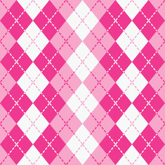 Dashed Argyle in Pink and White