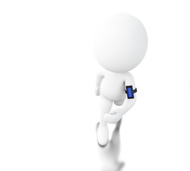 3d White person running with a mobile phone