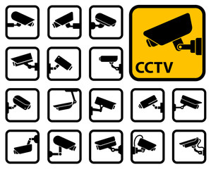 CCTV security cameras vector icons set, video surveillance