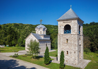 View of old church in Staro Hopovo Monastery in Fruska Gora National Park, Vojvodina, Serbia