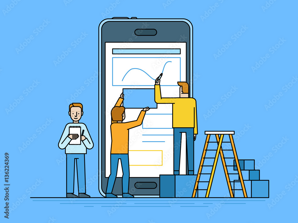 Poster Mobile app design and user interface development concept