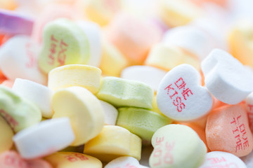 Heart shaped candies for Valentines Day