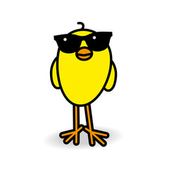 Yellow Chick Smiling Wearing Black Sunglasses