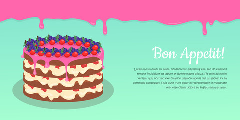 Bon Appetit. Festive Cake Web Banner. Chocolate